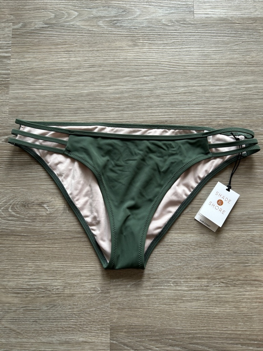 Shade & Shore Army Green Triple-Strap Bikini Bottom